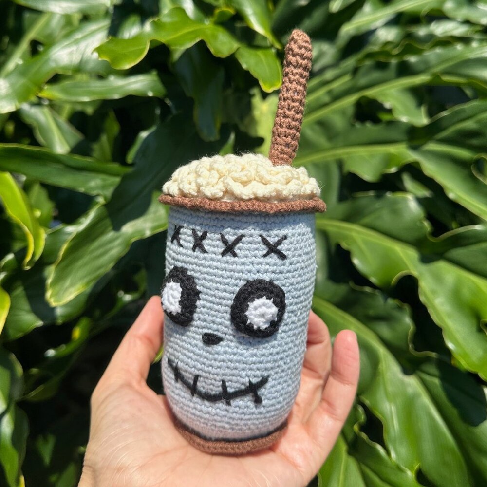 NEW Crochet Halloween Blue Poison Cocktail, Soft Stuffed Blue Poison Milkshake